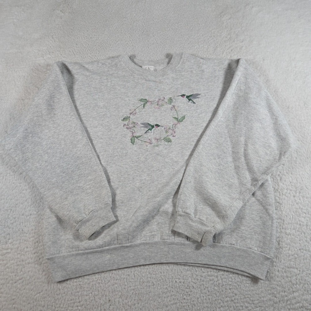 Vintage 90s Sweatshirt Womens XL Birds And Flowers‎